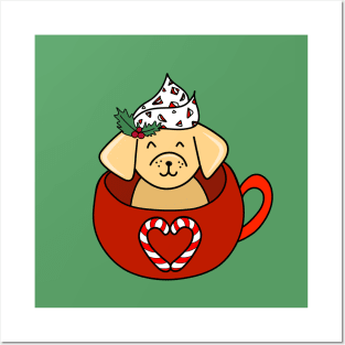 Holiday Christmas Dog with Candy Canes in a Mug, made by EndlessEmporium Posters and Art